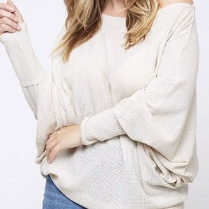 12th Tribe Off the Shoulder Light Sweater
